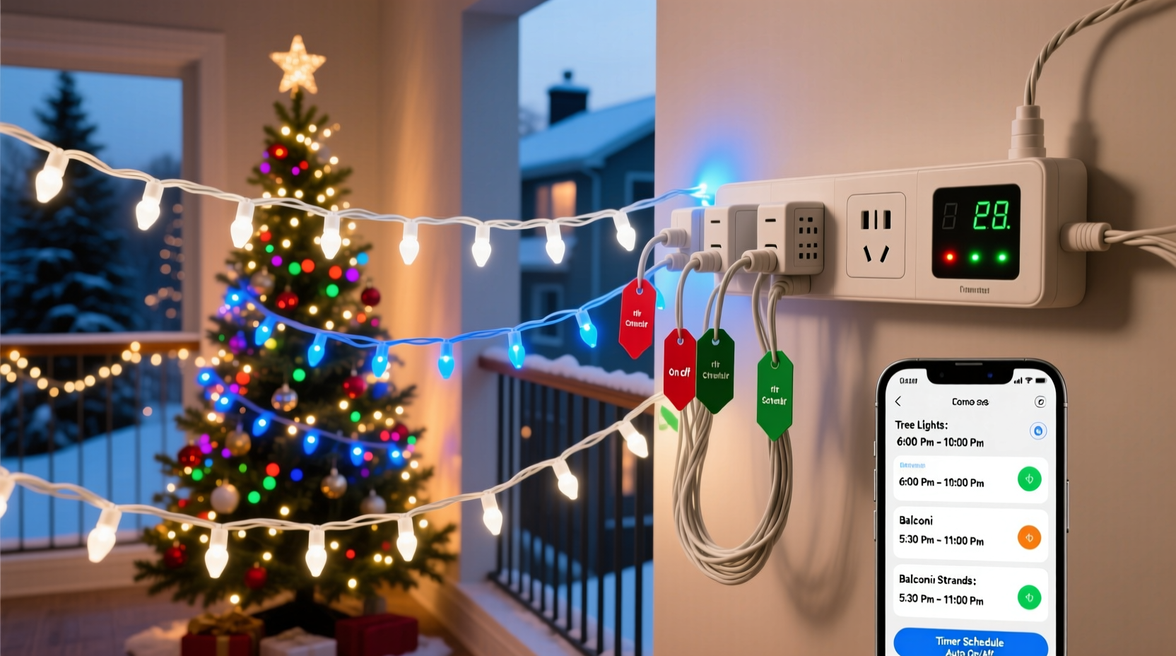 how to set timers for multiple sets of christmas lights efficiently