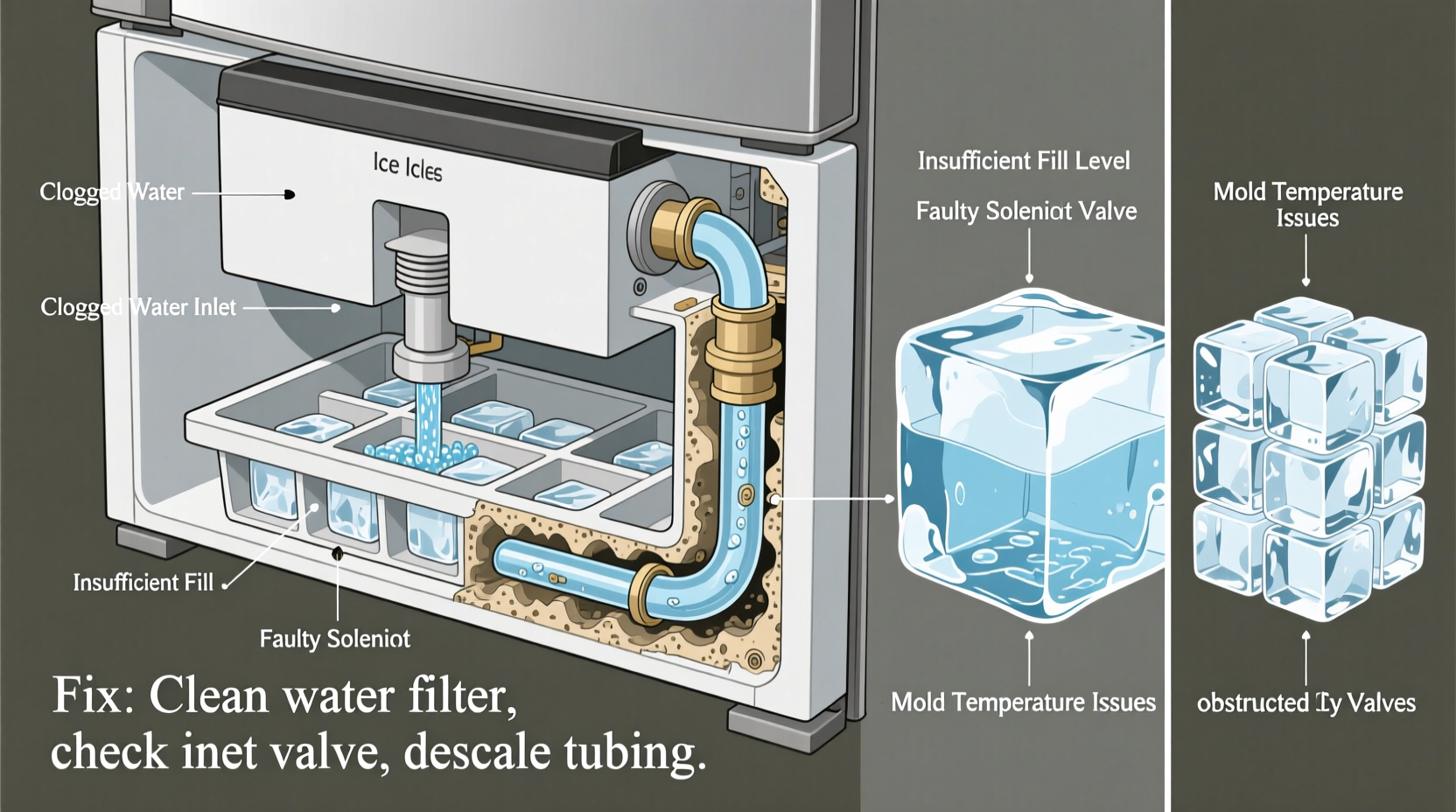 why does my ice maker produce small cubes possible clogs and fixes