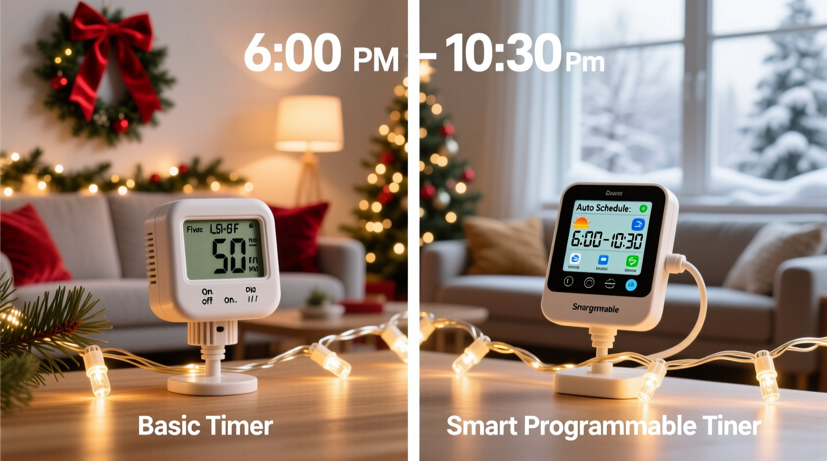 programmable vs basic timer settings for christmas lights which saves time and energy