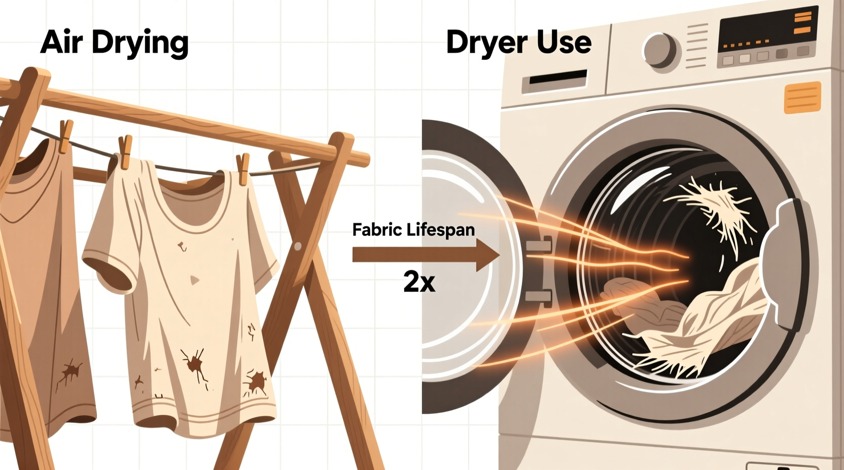 is air drying clothes better than using a dryer for fabric lifespan