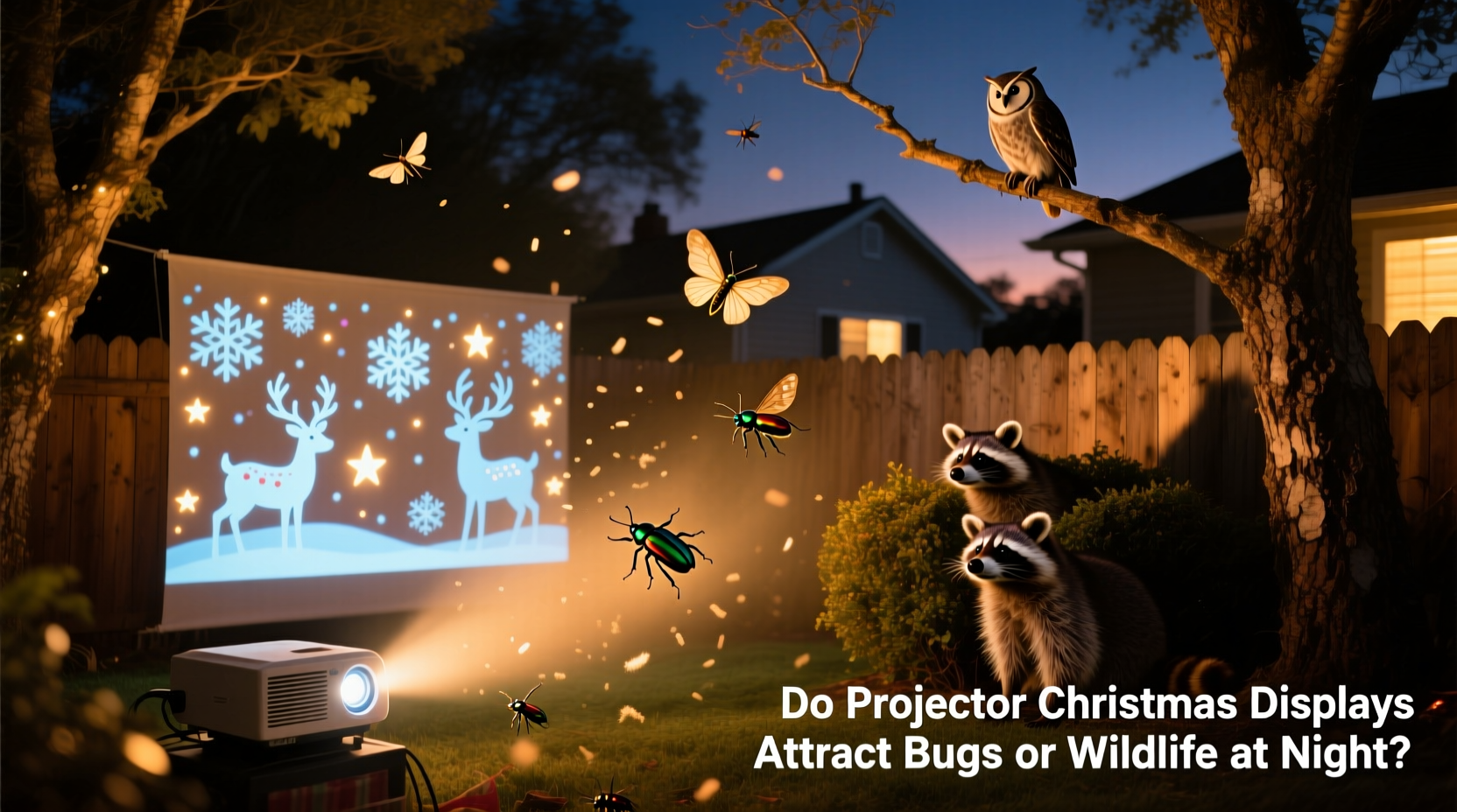 do projector christmas displays attract bugs or wildlife at night