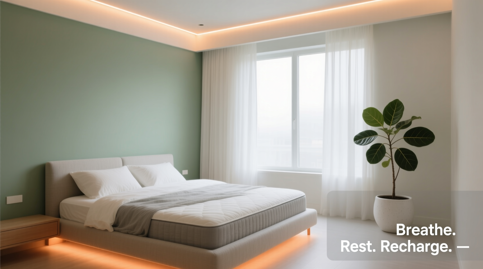 how to create a calming bedroom with color and lighting alone