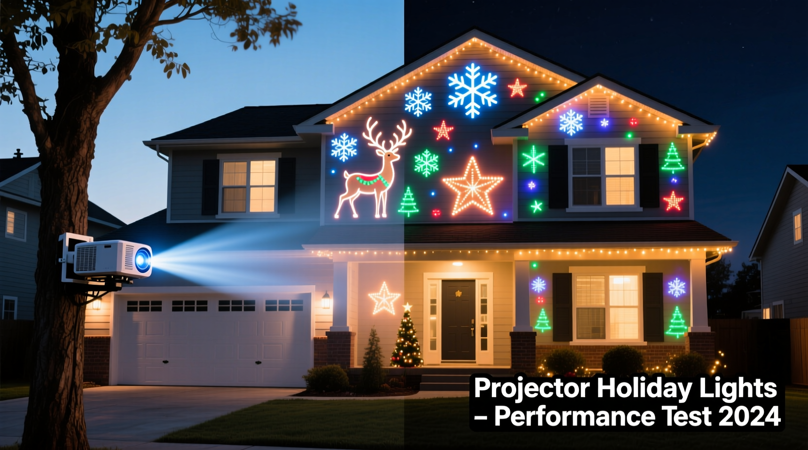 Do Projector Christmas Lights Work Well On Large House Exteriors, image size:1664x928
