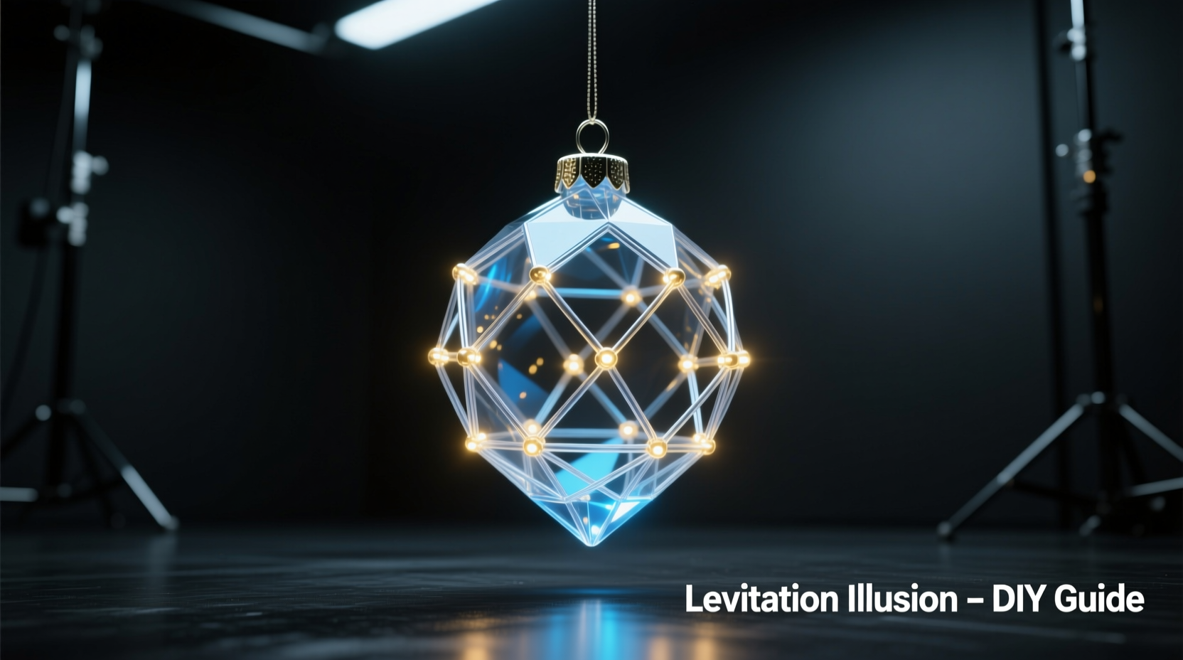 how to make a levitating ornament illusion using clear wire and lights