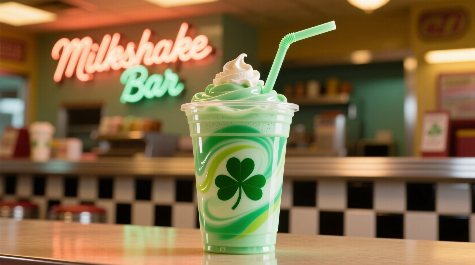 Shamrock Shake in cup with green minty swirl