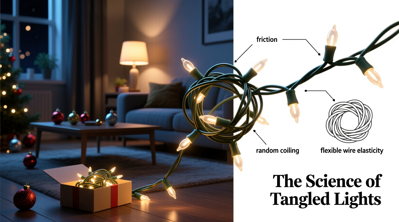 why do christmas lights tangle so easily science of cord physics explained