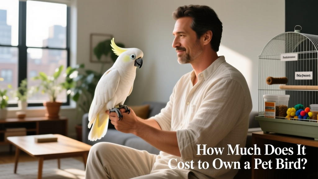 White cockatoo perched comfortably on an owner's arm, showing trust and calm demeanor