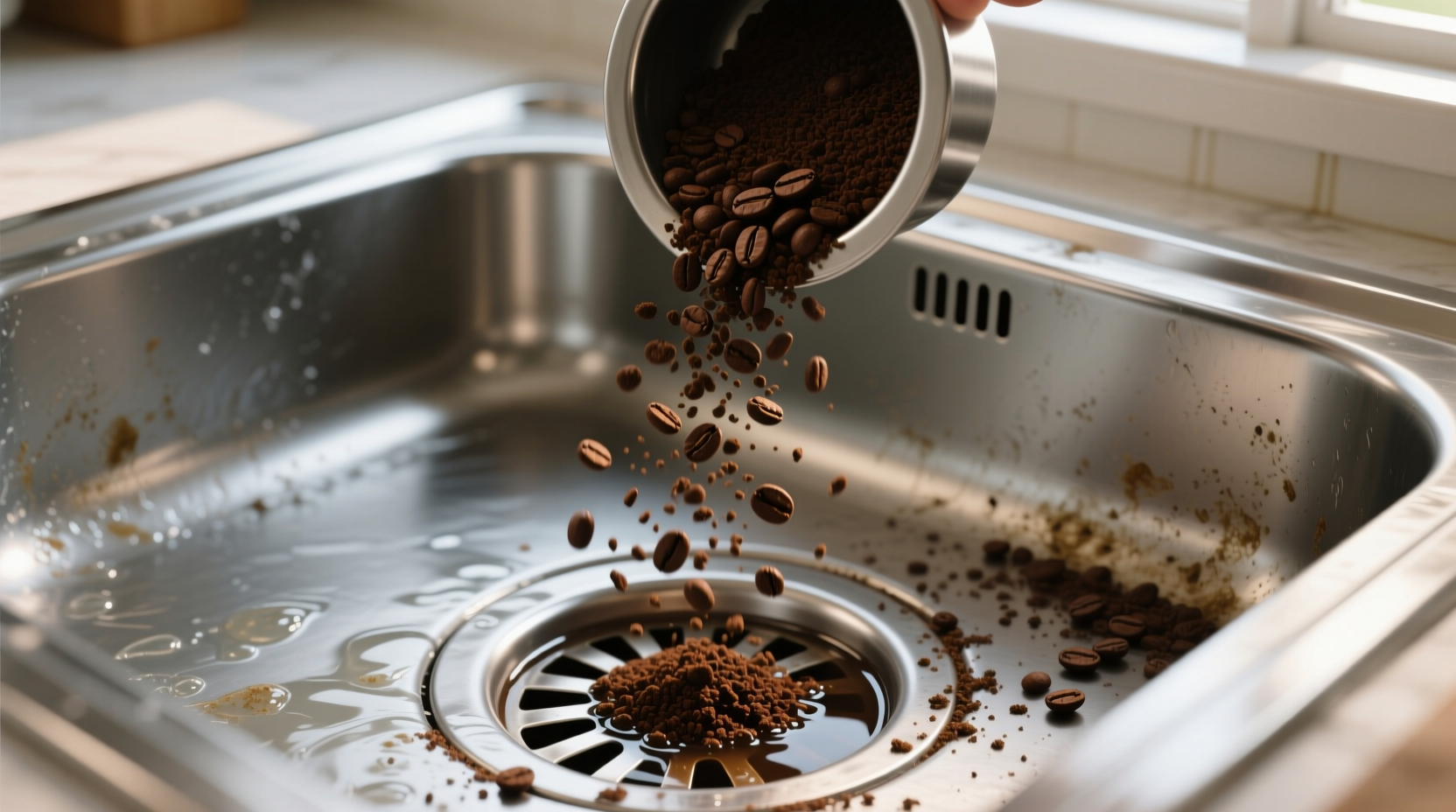 use coffee grounds to deodorize drains