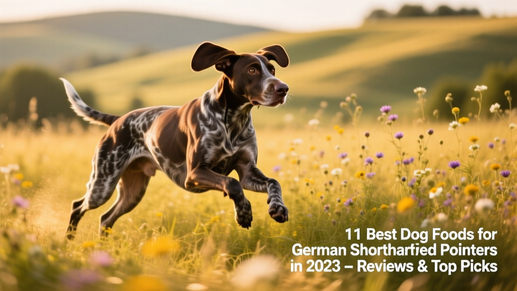 German Shorthaired Pointer running through a sunlit field, full of energy and focus