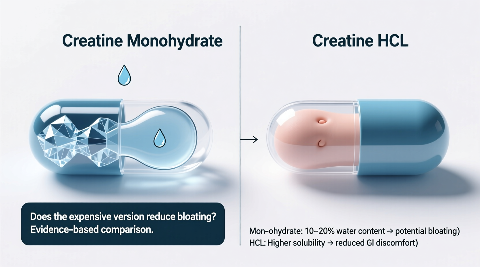 creatine monohydrate vs hcl does the expensive stuff actually reduce bloating