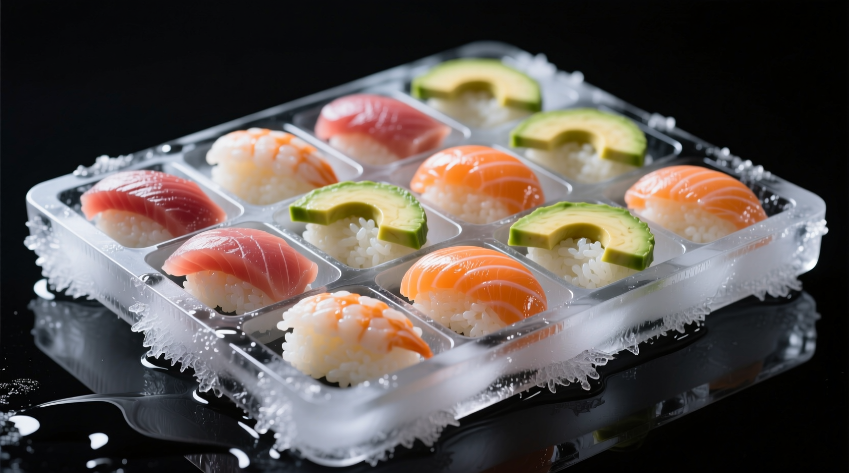 make nigiri sushi quickly in an ice cube tray