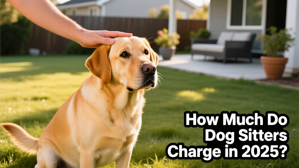 Golden Labrador having a head scratch on grass