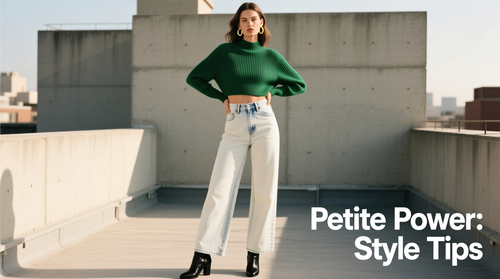 how to style wide leg jeans with cropped tops for petite frames