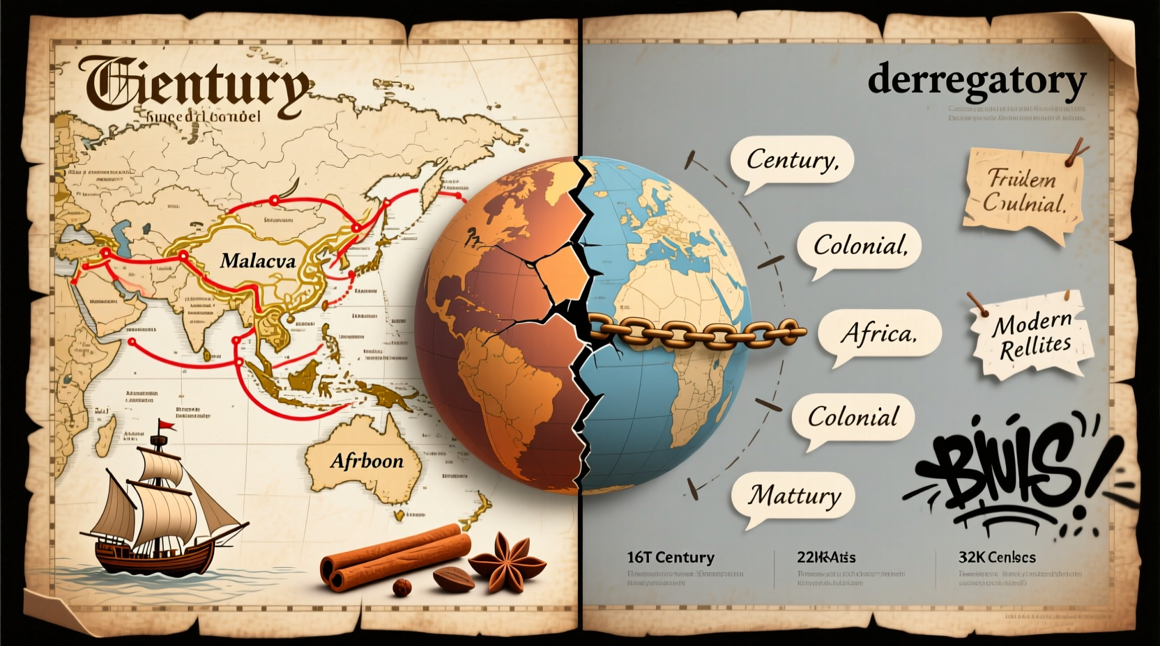 Historical comparison of spice trade routes versus derogatory term usage