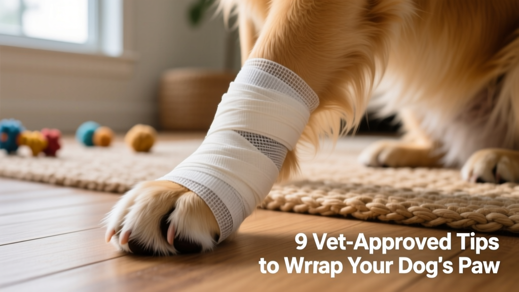 Side view of a wrapped dog paw showing proper coverage over the pad and secure but not tight bandaging