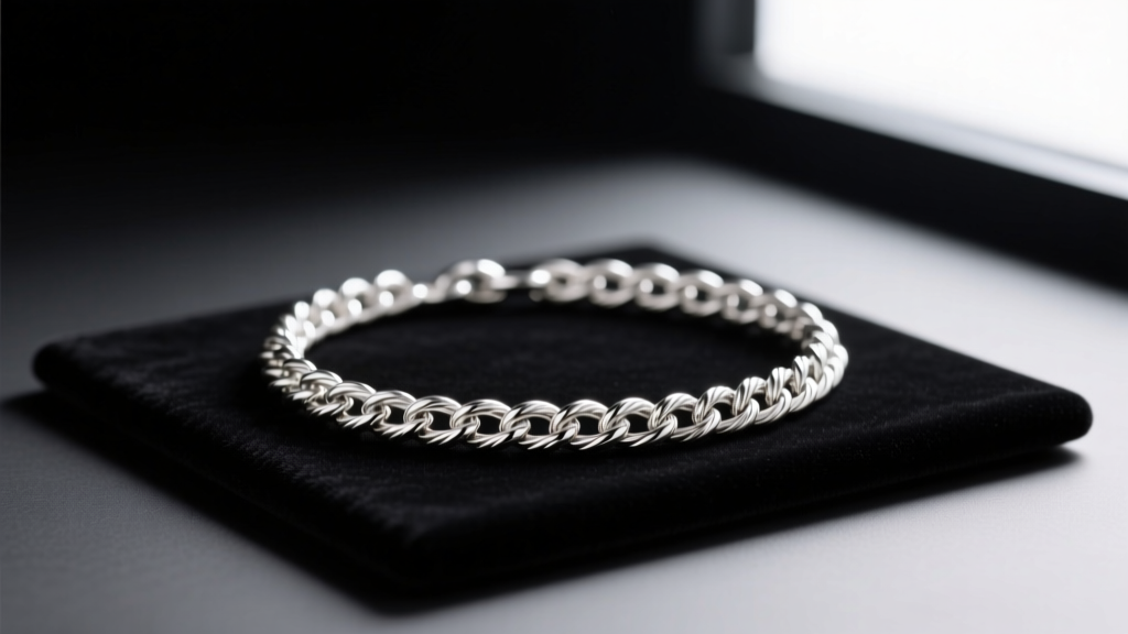 Digital jewelry scale displaying a 45-gram heavy Italian sterling silver rope chain resting on a black velvet weighing pad
