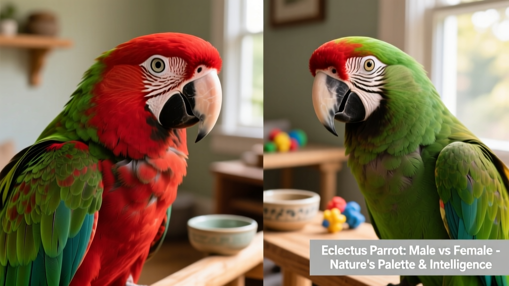 Close-up of an Eclectus parrot’s expressive eyes and finely textured feathers, highlighting natural beauty and intelligence