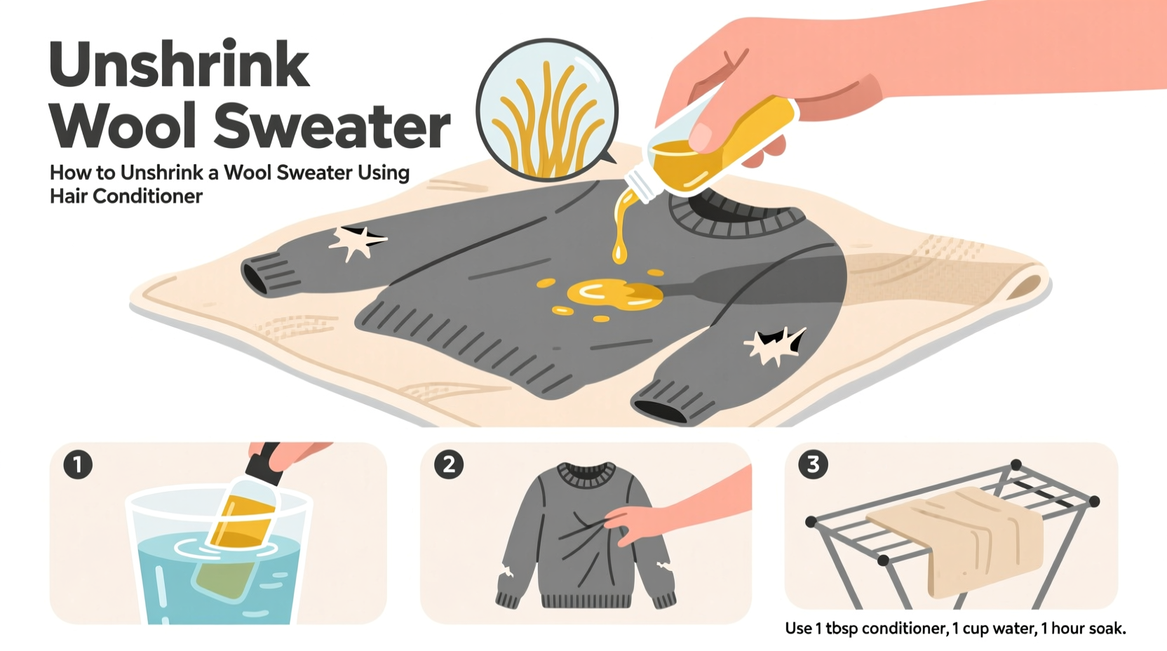 how to unshrink a wool sweater using hair conditioner