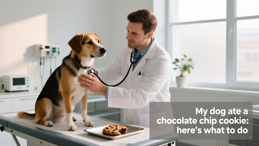Veterinarian examining a calm dog in a clinic exam room while checking vitals