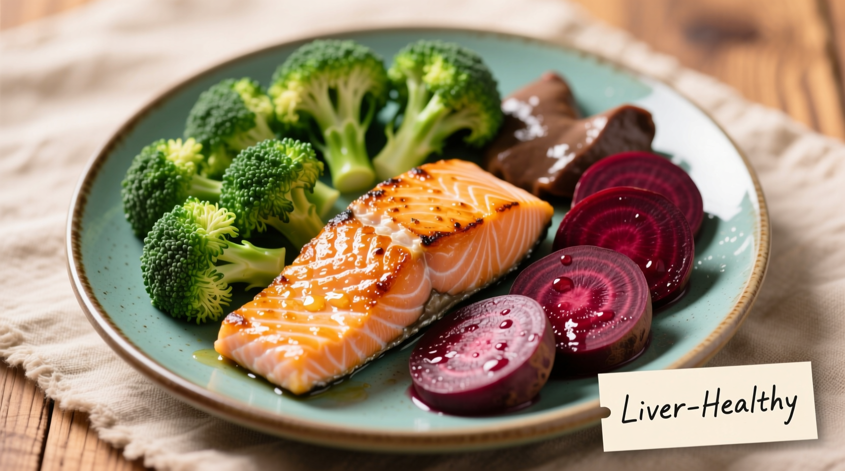 Lebergesunde Lebensmittelkombination mit Brokkoli und Rote Bete