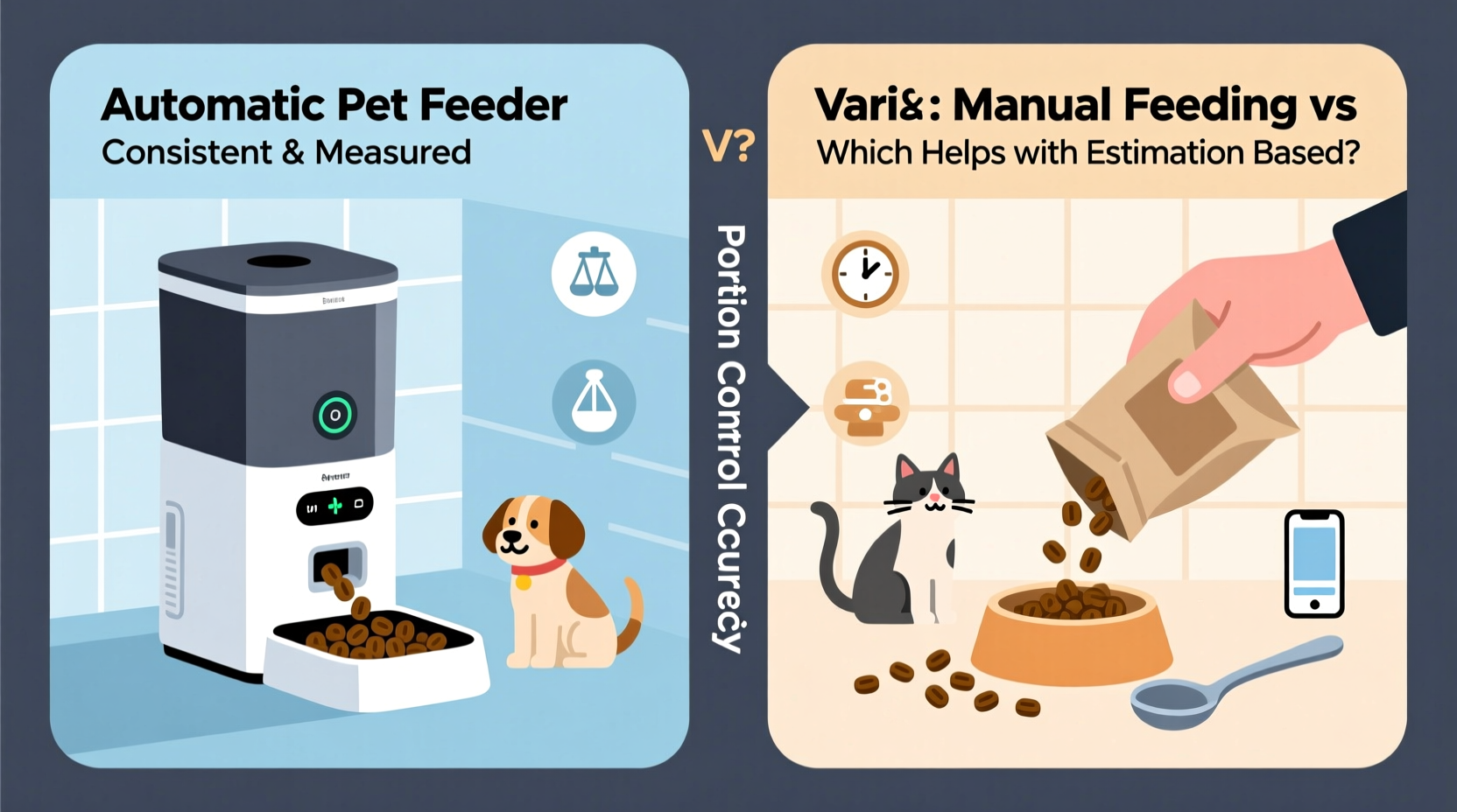 automatic pet feeder vs manual feeding which helps with portion control