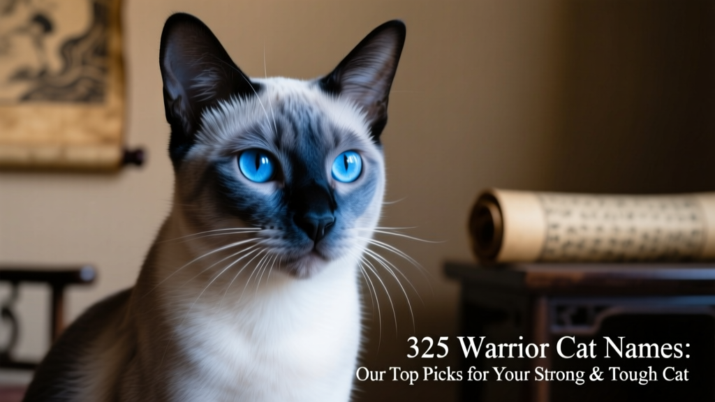 A close-up portrait of a striking Siamese cat with intense blue eyes and a poised, regal expression—symbolizing wisdom and quiet power