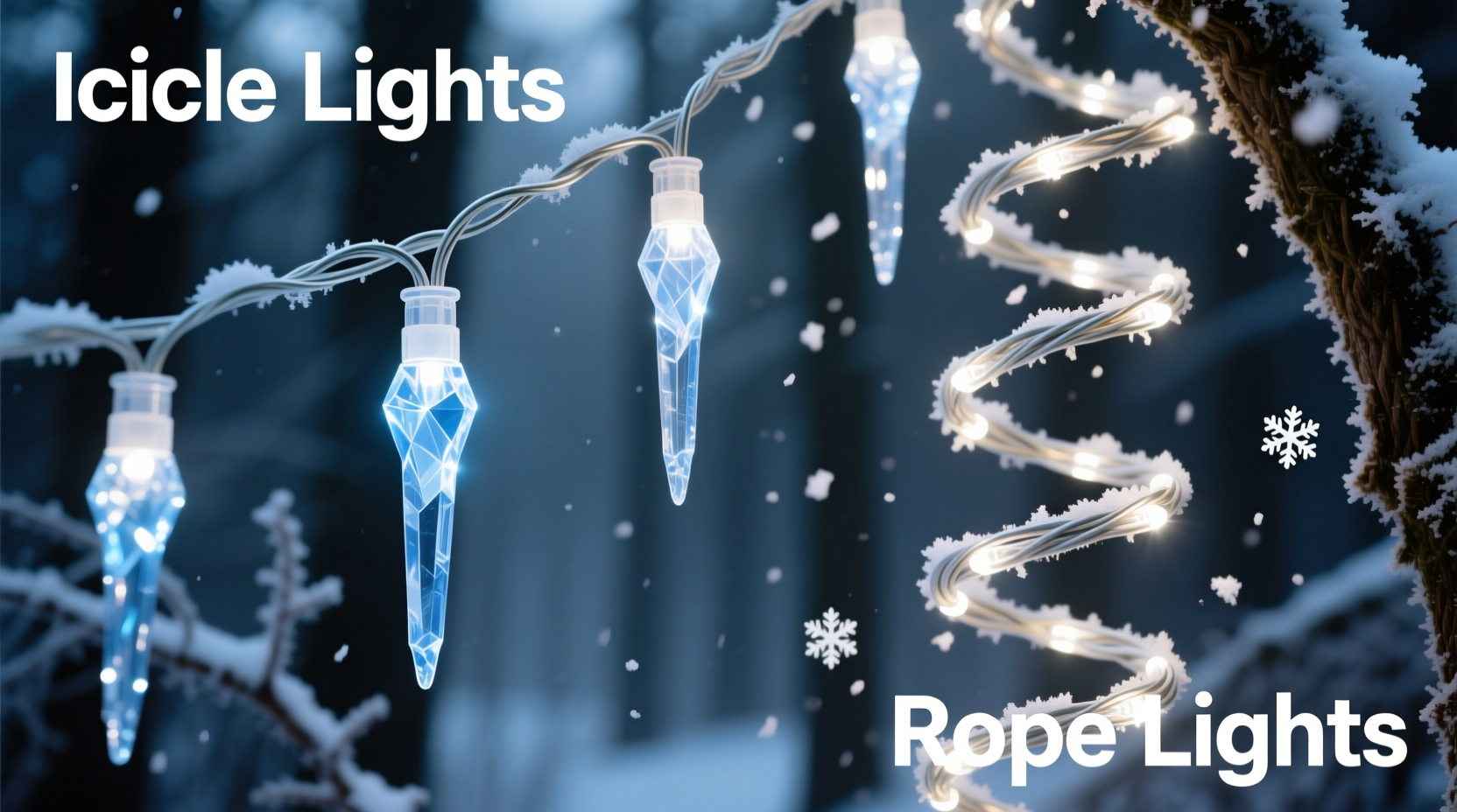 led icicle lights vs rope lights which mimics snowfall more realistically