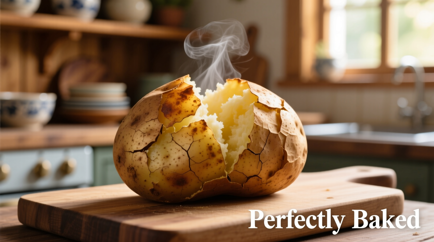 Perfectly baked jacket potato with crisp skin