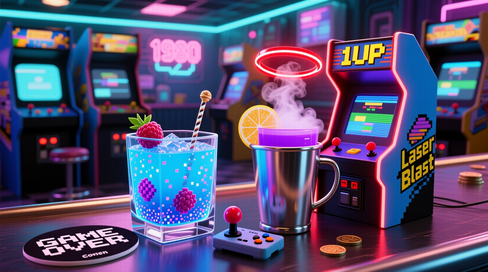 gaming themed cocktail ideas inspired by retro arcade bars