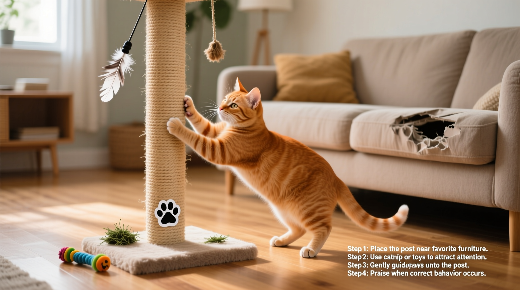 how to train your cat to use a scratching post instead of your furniture