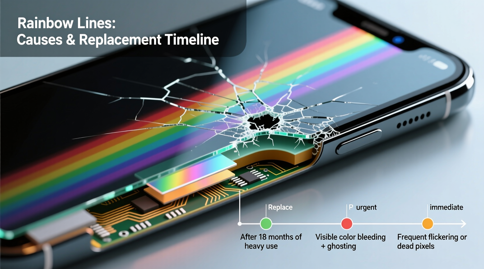 why does my screen develop rainbow lines and when to replace it