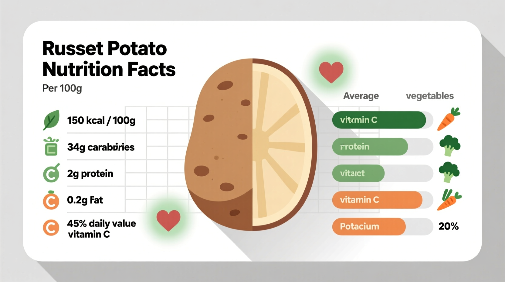 Russet potato nutritional comparison chart