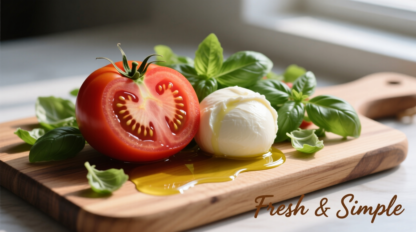 Fresh tomato mozzarella salad with basil