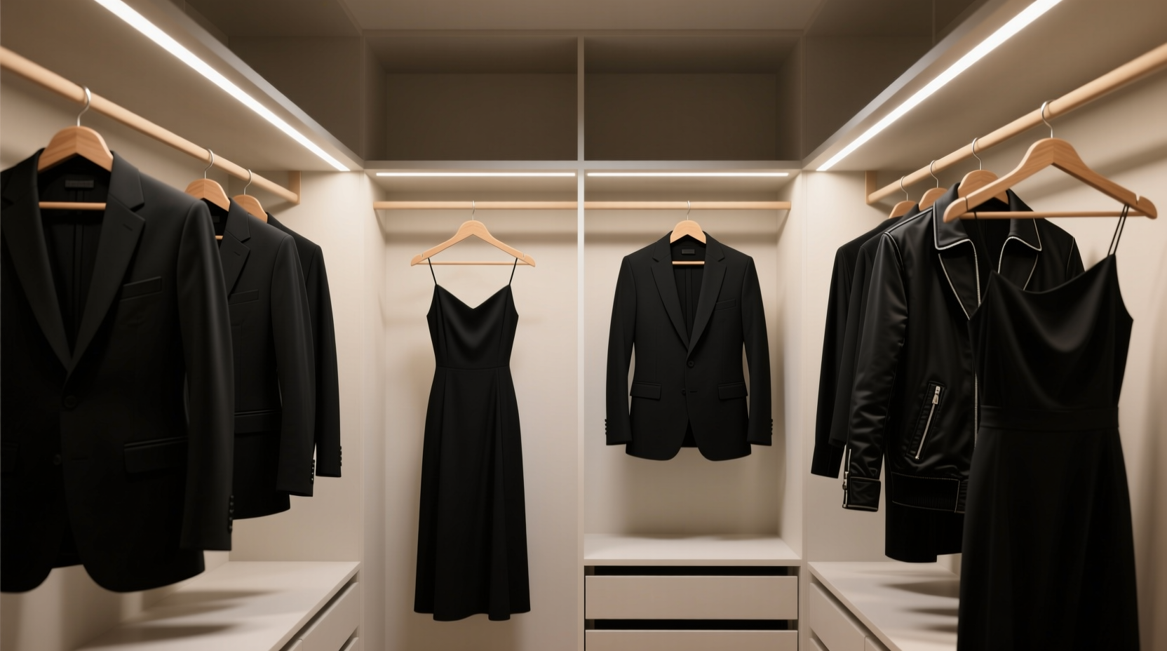 closet lighting for true black clothes