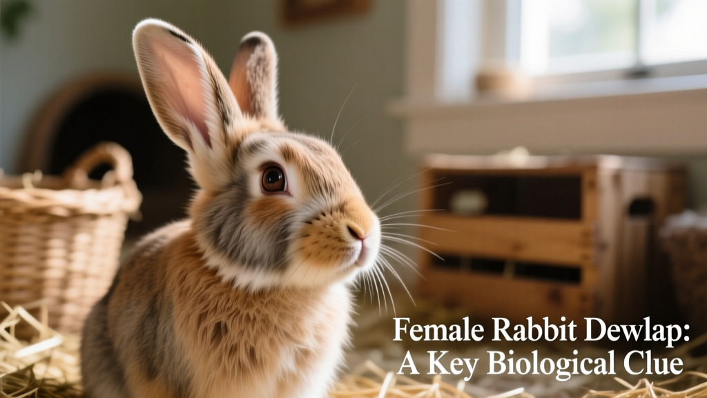 Close-up photo of a rabbit’s dewlap and head profile, illustrating how this feature is more prominent in females