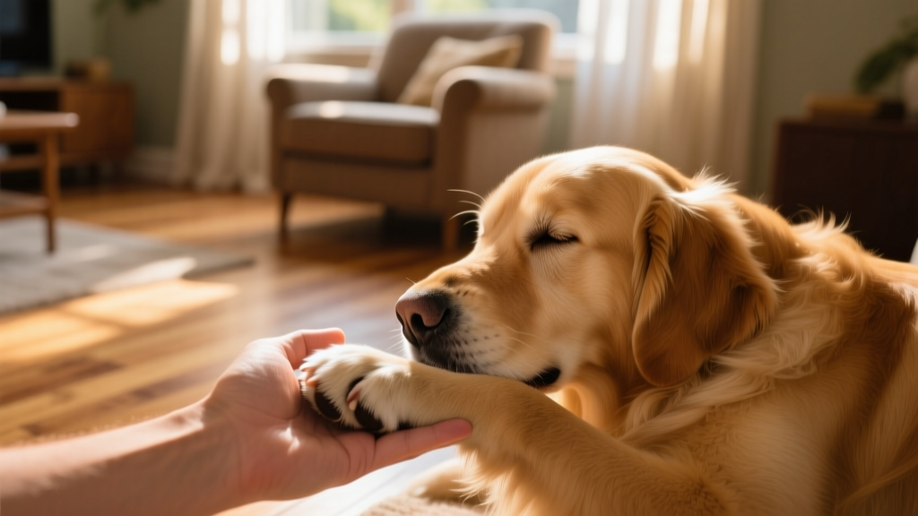 Watch This Golden Retriever Make Sure His Human Holds His Paw Before Taking a Nap