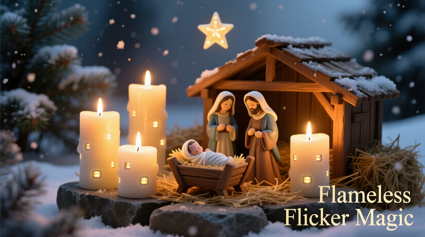 how to choose flameless candles that mimic real flicker for tabletop nativity scenes