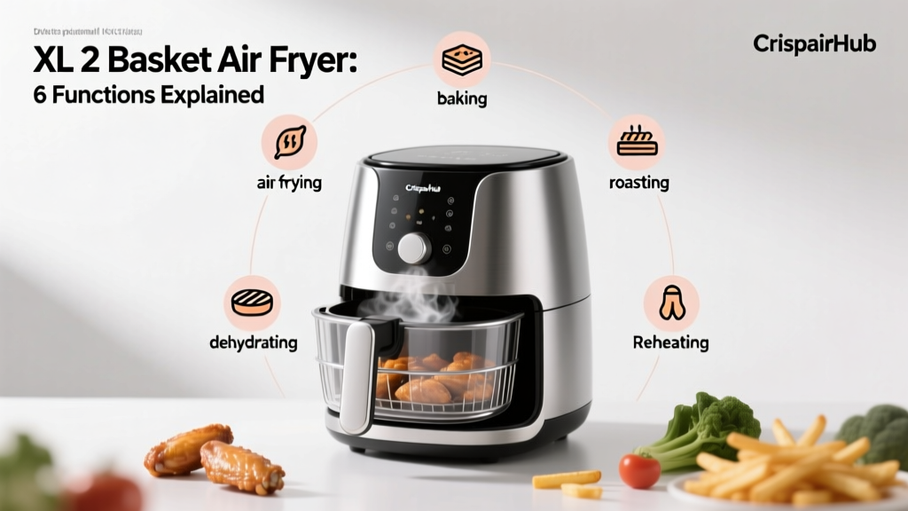 XL 2 Basket Air Fryer: 6 Functions Explained