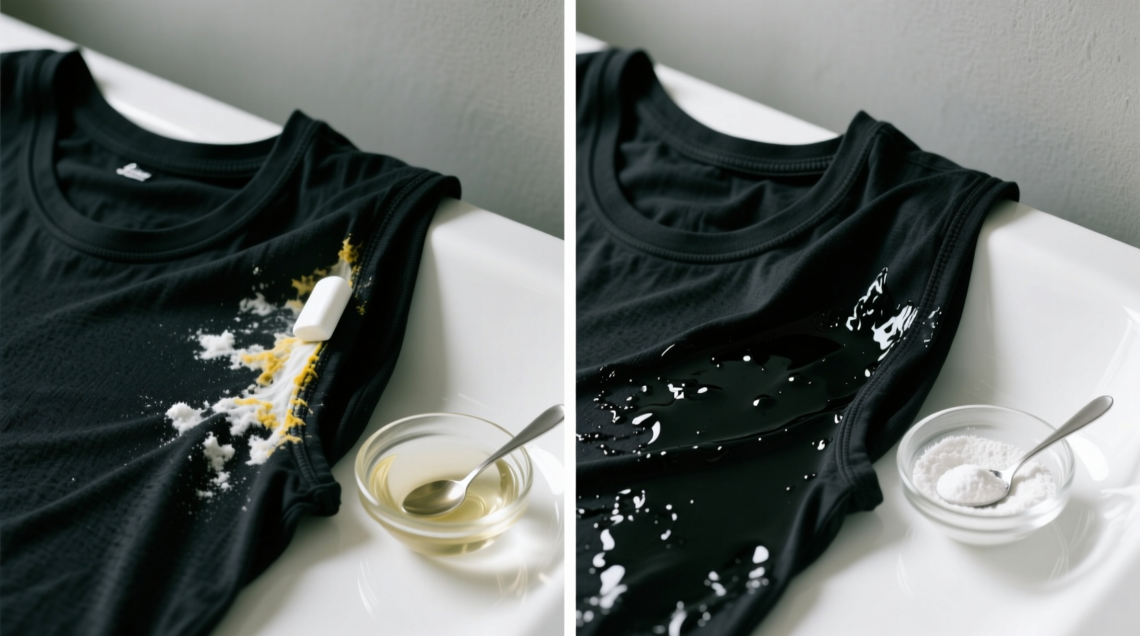 how to remove deodorant buildup from black undershirts
