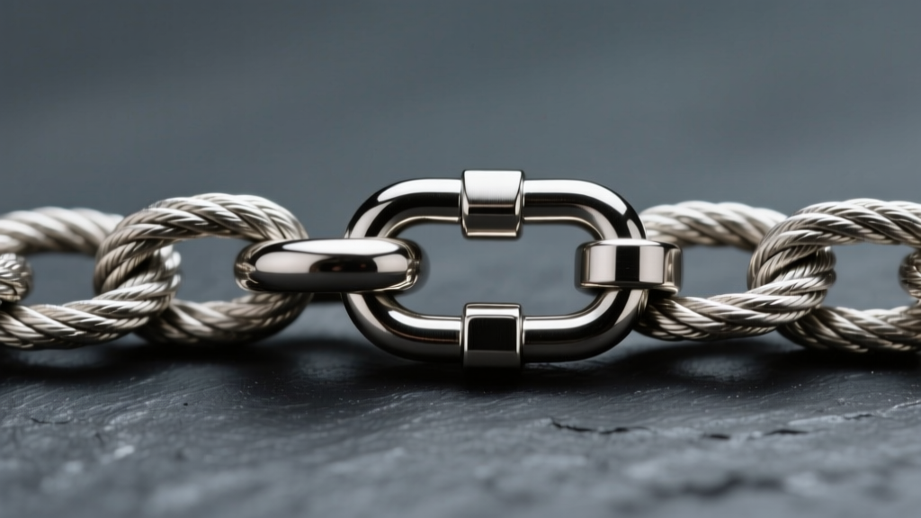 Macro photography of a 2.0mm stainless steel rope chain with a secure 7mm lobster clasp, shown against a dark slate background.
