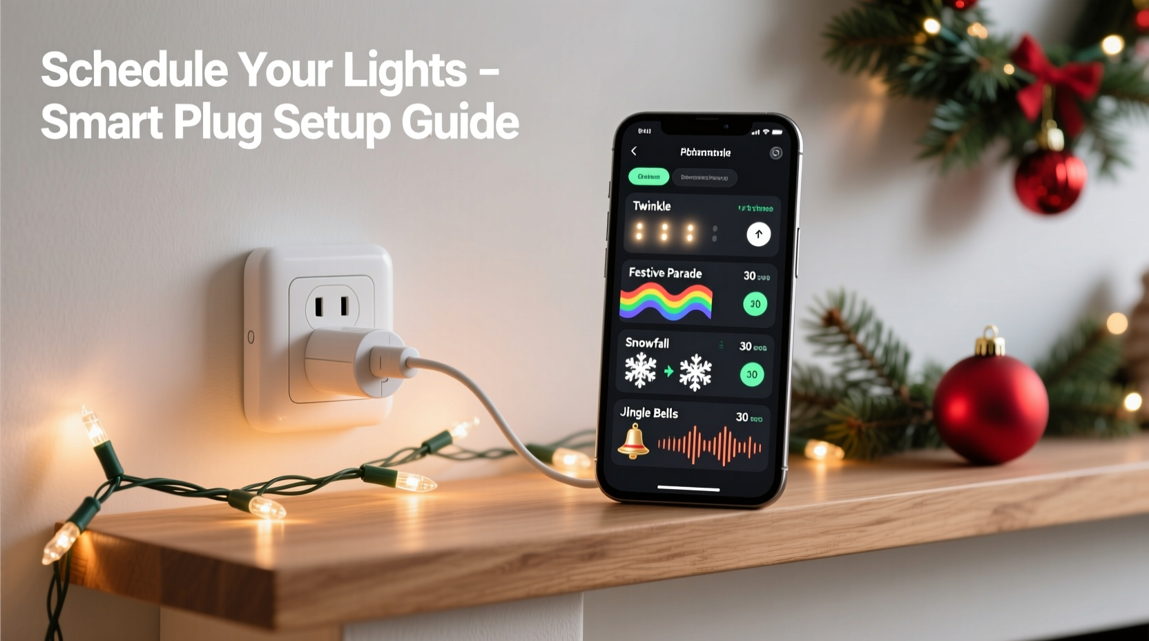 how to use smart plugs to schedule rotating christmas light themes