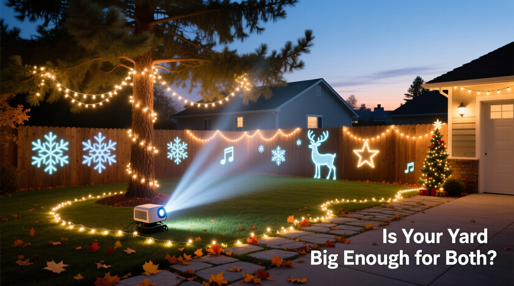christmas light projectors vs string lights is your yard big enough for both