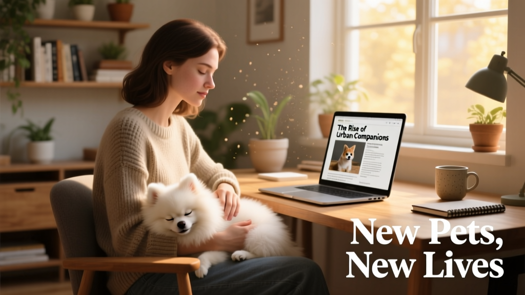 A small white dog sleeping peacefully on a person's lap while they work on a laptop