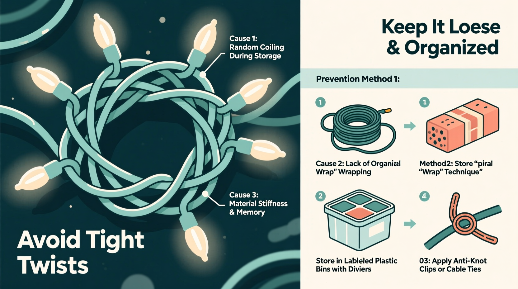 why do christmas lights form knots every year and how to prevent it