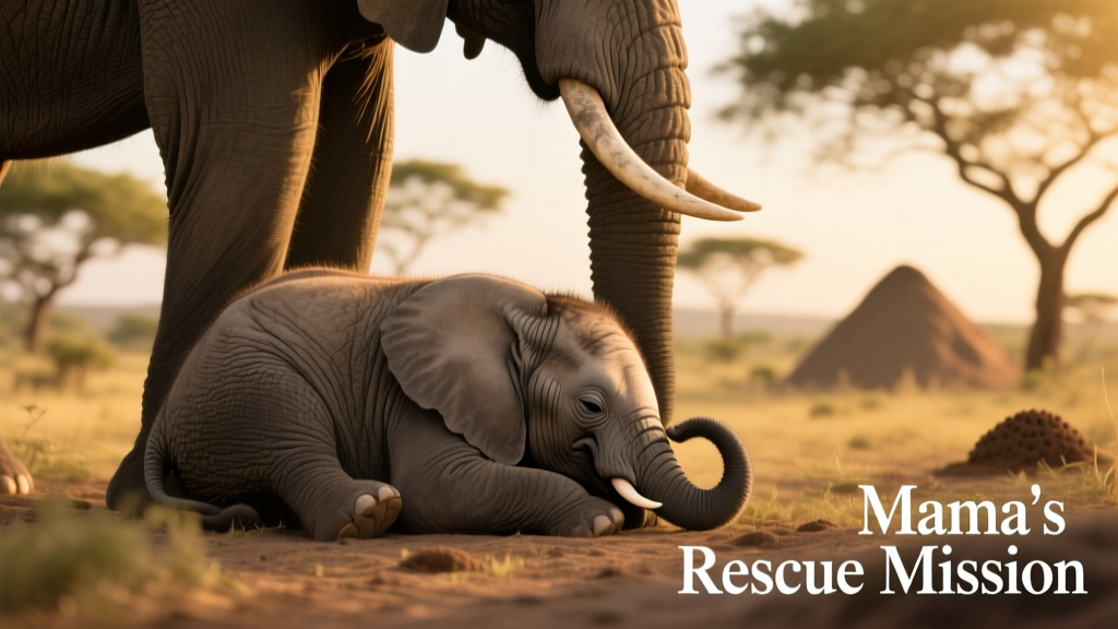 Baby elephant Monty-Aaron curled up beside his mother Motif, trunk tucked near his mouth in a calm, resting pose