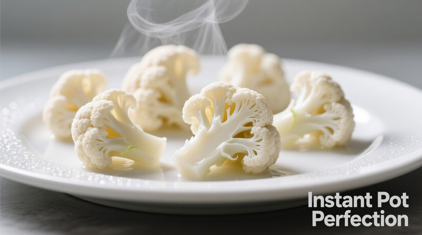 Perfectly cooked Instant Pot cauliflower florets on white plate