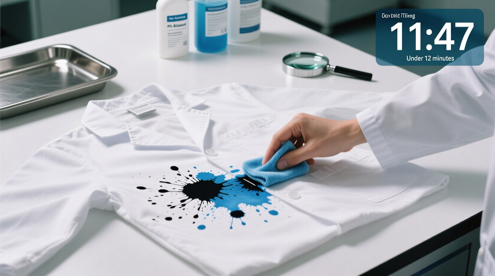 inkjet ink removal for cotton lab coats