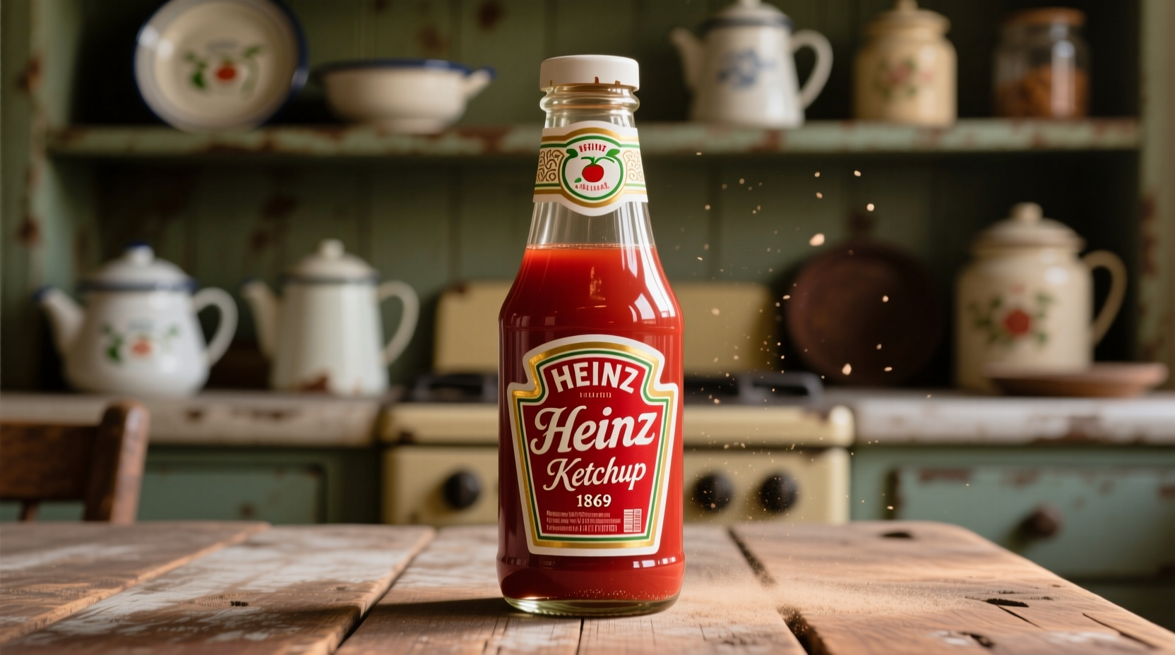 Heinz ketchup bottle showing detailed label elements