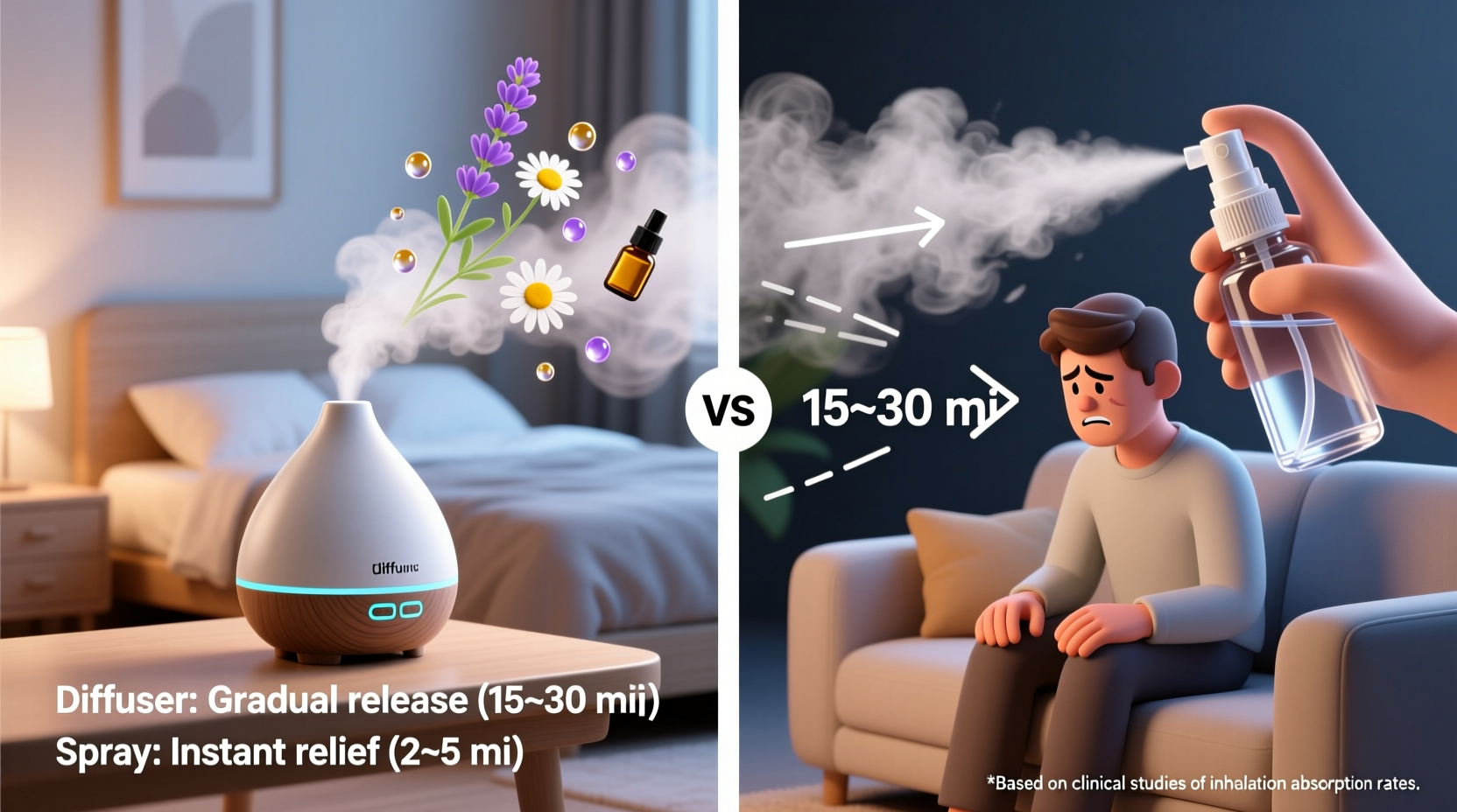 essential oils diffuser vs spray which works faster for anxiety