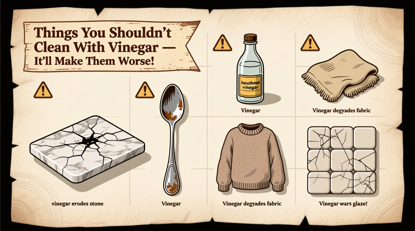 things you shouldnt clean with vinegar because itll mak